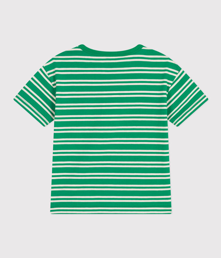 Camiseta a rayas de jersey para ni&ntilde;o verde/crudo