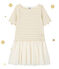 Vestido bi-materia de rayas brillantes beige COQUILLE/amarillo LUREX DORE