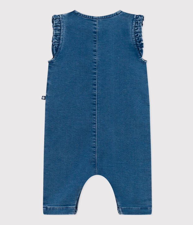 Mono denim de beb&eacute; sin mangas azul