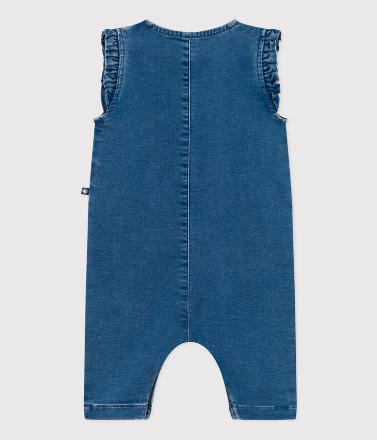 Mono denim de beb&eacute; sin mangas azul