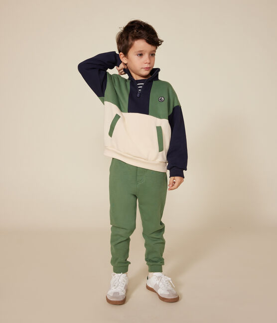 Sudadera de felpa con cremallera en el cuello para niño blanco AVALANCHE/ MULTICO
