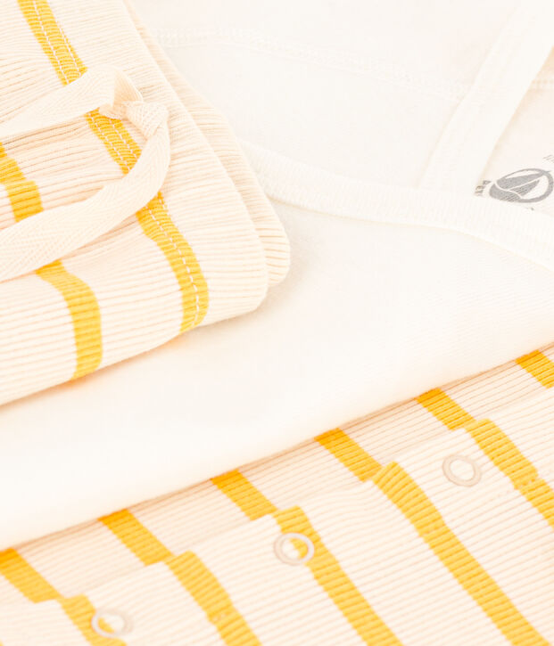Conjunto de algod&oacute;n con rayas marineras para beb&eacute; crudo/amarillo