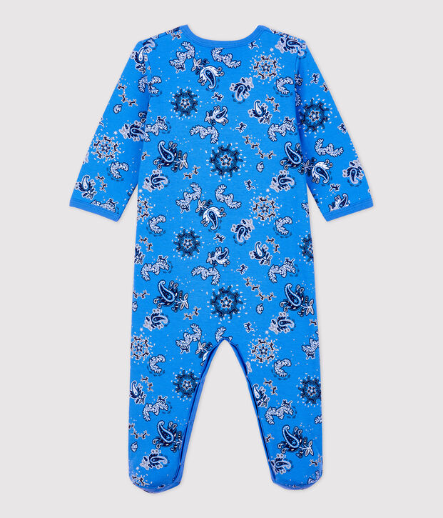 Pelele de beb&eacute; con motivo de bandana de algod&oacute;n org&aacute;nico azul/multicolor
