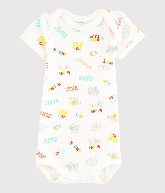 Bodi de manga corta de bebé niña/niño blanco MARSHMALLOW/blanco MULTICO