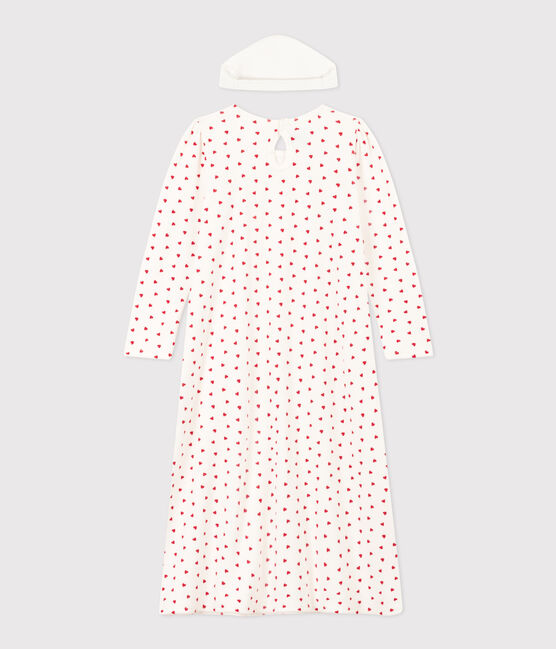 Camisón y diadema de terciopelo con corazón para niña blanco MARSHMALLOW/rojo TERKUIT