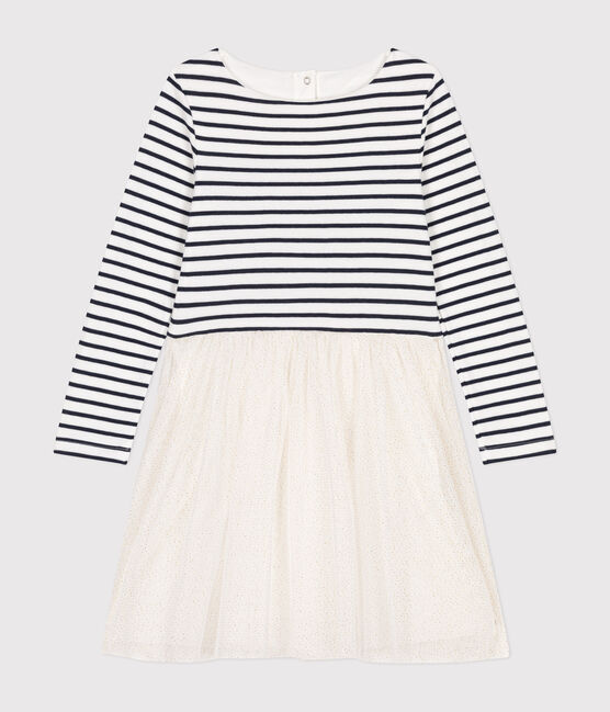 Vestido de túbico y tul para niña blanco MARSHMALLOW/blanco MULTICO
