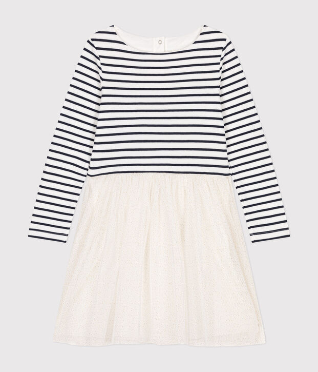 Vestido de t&uacute;bico y tul para ni&ntilde;a blanco/multicolor