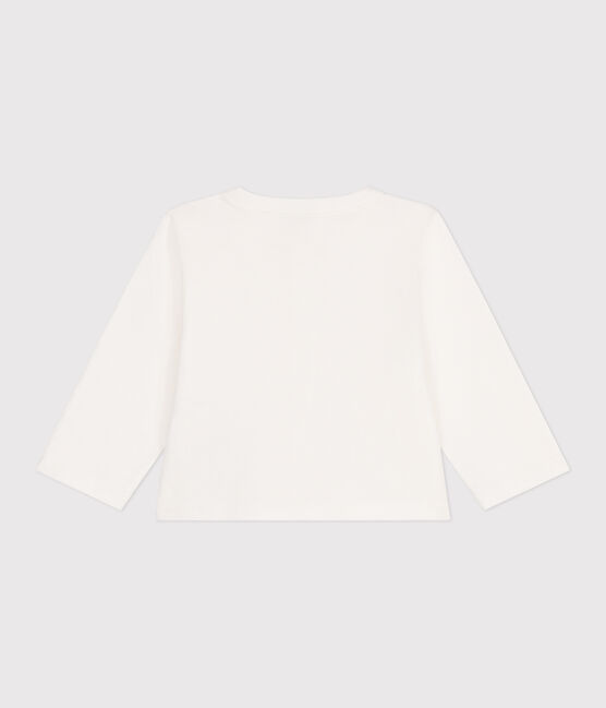 Cárdigan de algodón liso para bebé blanco MARSHMALLOW