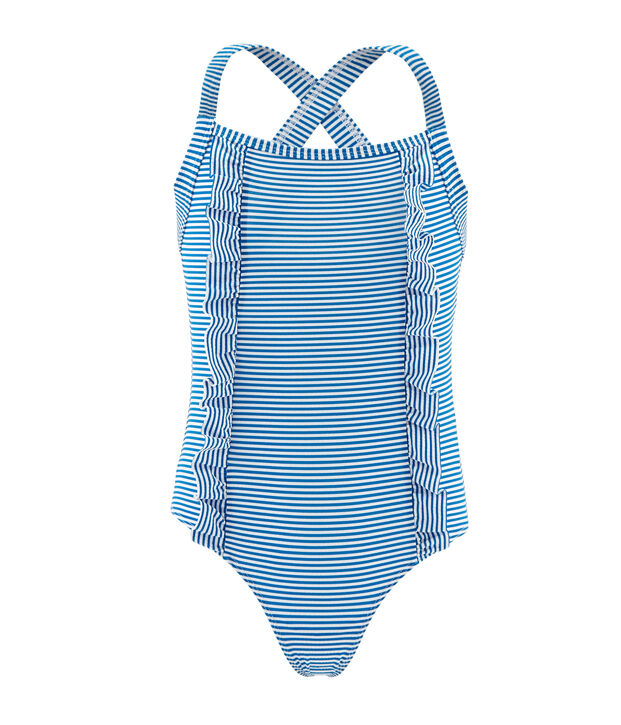 Traje de ba&ntilde;o 1 pieza para ni&ntilde;a azul/blanco