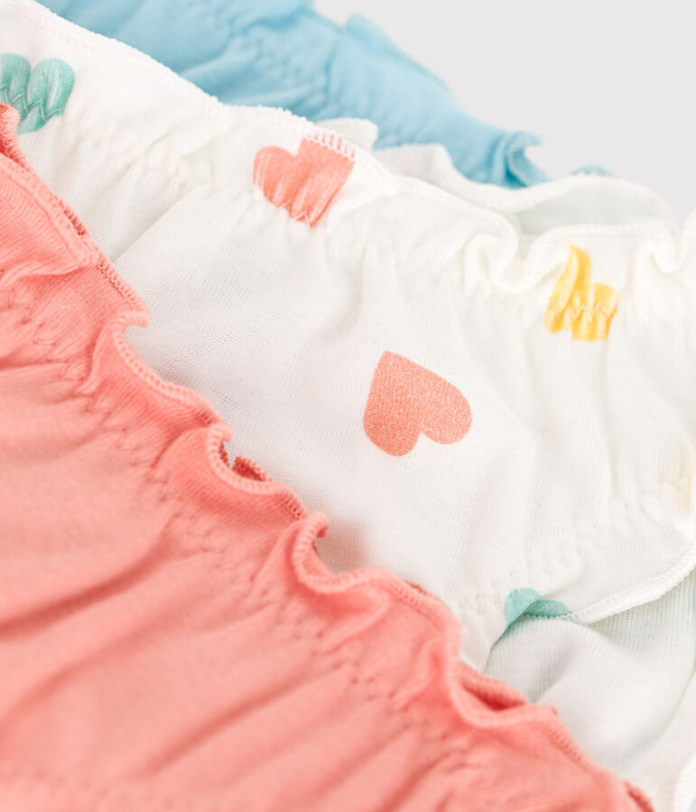 Juego de 3 braguitas infantiles de algod&oacute;n con volantes y esstampado de azones multicolor