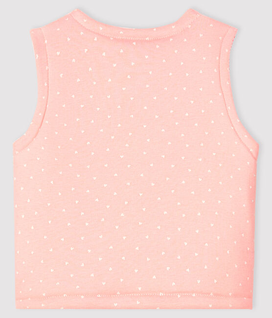 Chaleco reversible de punto acanalado enguatado para bebé niña rosa MINOIS/blanco MARSHMALLOW