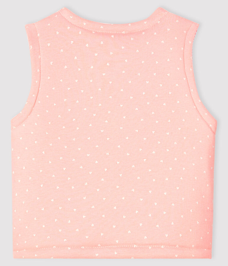 Chaleco reversible de punto acanalado enguatado para beb&eacute; ni&ntilde;a rosa/blanco