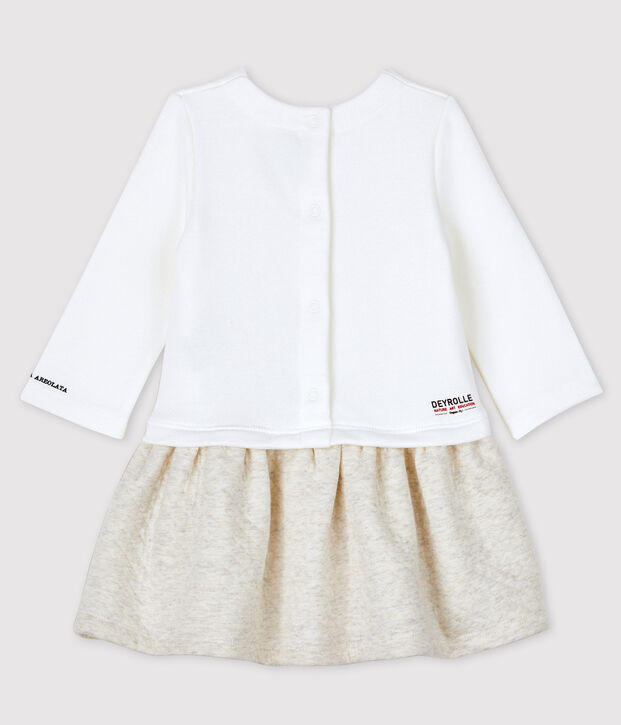 Vestido de beb&eacute; ni&ntilde;a Petit Bateau x Deyrolle blanco