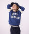 Sudadera infantil de algod&oacute;n azul/crudo