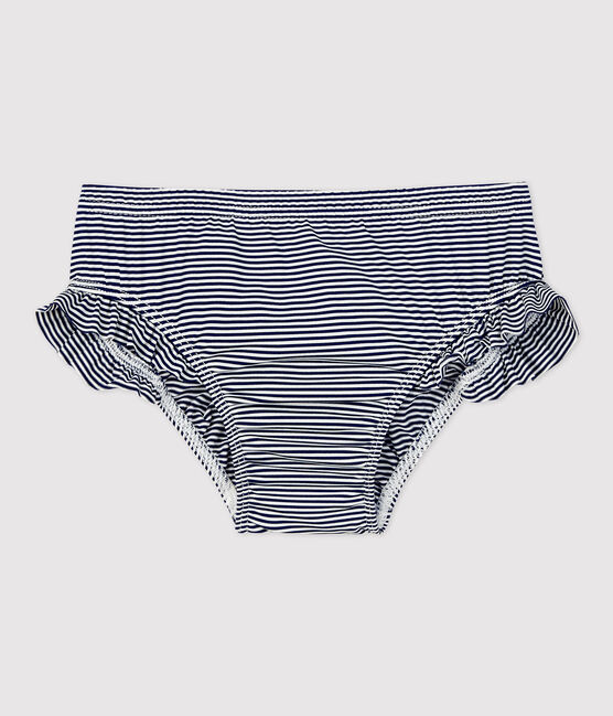 Braguita de traje de baño de material reciclado de bebé azul MEDIEVAL/blanco MARSHMALLOW