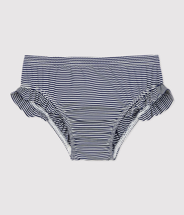 Braguita de traje de ba&ntilde;o de material reciclado de beb&eacute; azul/blanco