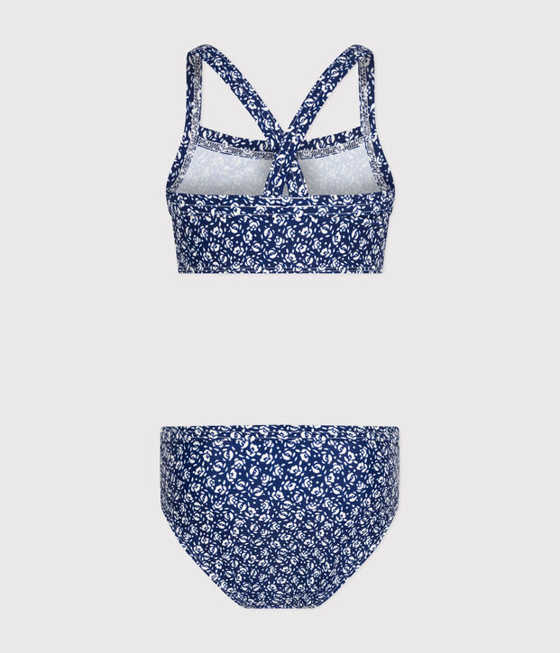 Bikini estampado para ni&ntilde;a azul/blanco
