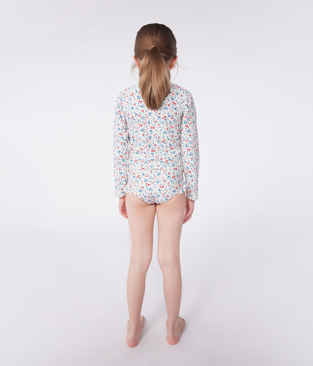 Camiseta infantil de ba&ntilde;o anti-UV de manga larga con flores blanco/multicolor