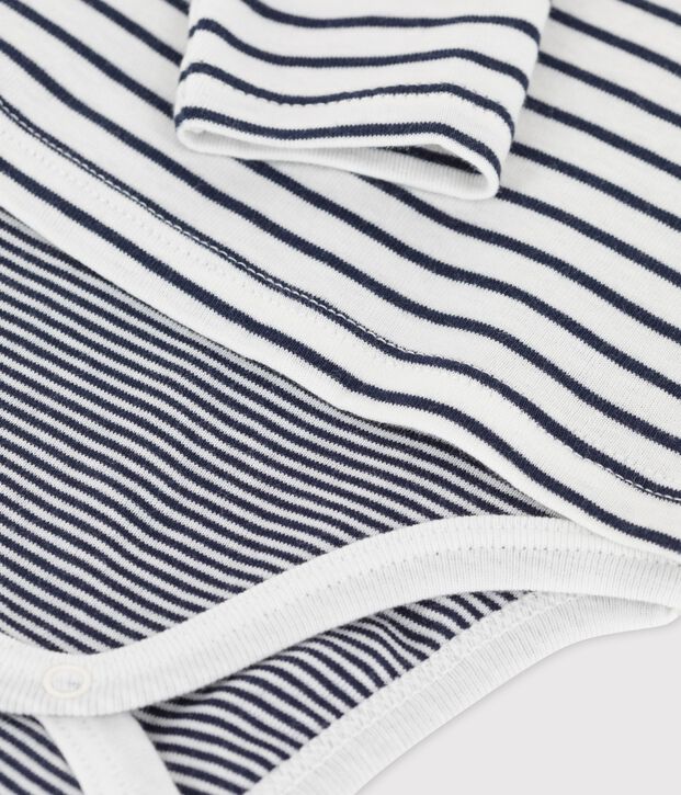 Body marinero de algod&oacute;n ecol&oacute;gico para beb&eacute; blanco/azul