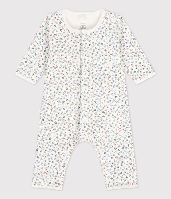 Bodyjama sin pies de algodón estampado para bebé blanco MARSHMALLOW/blanco MULTICO