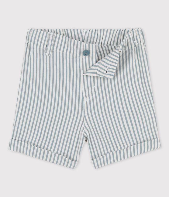 «Shorts» a rayas de tejido milrayas de bebé azul BRUT/blanco MARSHMALLOW