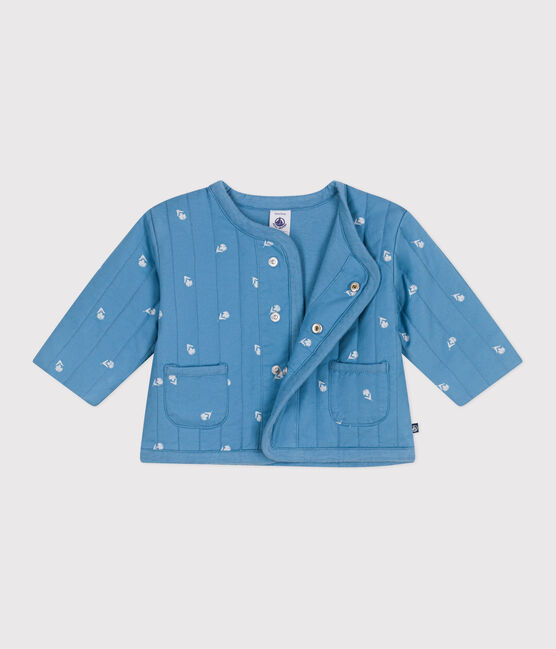 Chaqueta acolchada de algodón para bebé con estampado de florecitas azul ALASKA/blanco MARSHMALLOW