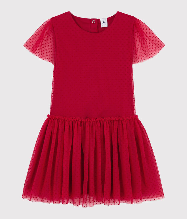 Vestido de manga corta para ni&ntilde;a rojo