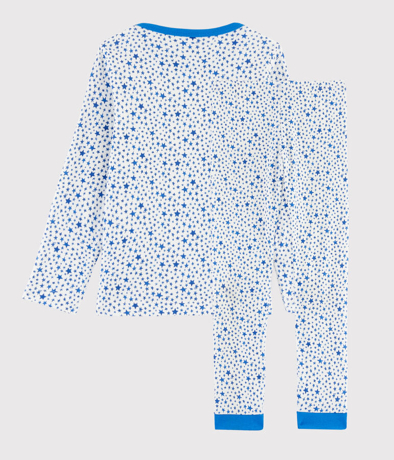 Pijama con estrellas azules de ni&ntilde;o de t&uacute;bico blanco/multicolor