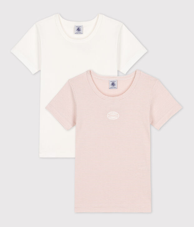 Juego de 2 camisetas de algod&oacute;n milrayas de manga corta para ni&ntilde;a multicolor