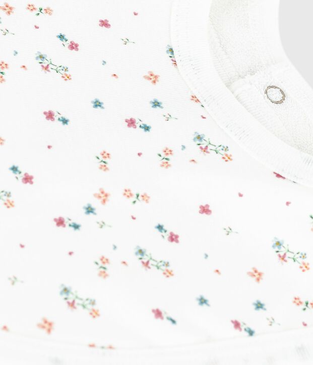 Babero de algod&oacute;n con estampado de flores para reci&eacute;n nacido blanco/multicolor