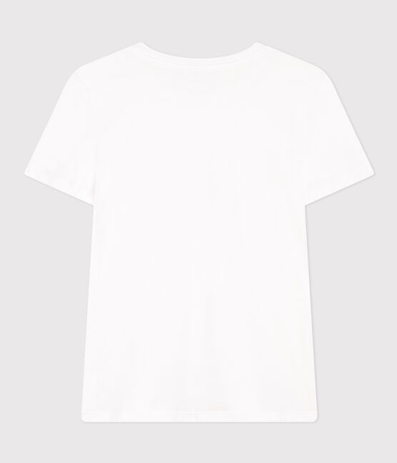 Camiseta LA RECTA de algodón con cuello redondo para mujer blanco ECUME
