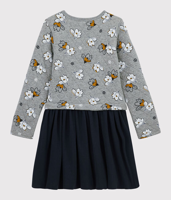Vestido de manga larga para niña gris SUBWAY/blanco MULTICO
