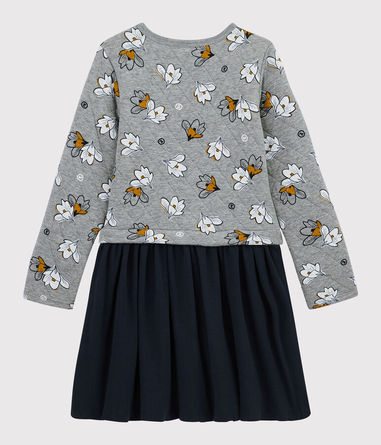 Vestido de manga larga para ni&ntilde;a gris/multicolor