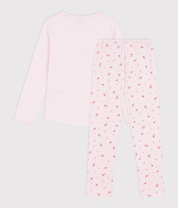 Pijama infantil de algod&oacute;n con estampado de flores rosa/multicolor