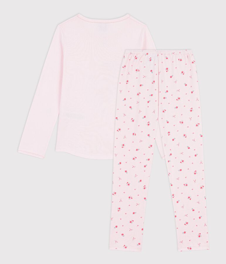 Pijama infantil de algod&oacute;n con estampado de flores rosa/multicolor