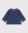 Blusa lisa de manga larga de tejido denim para beb&eacute; azul