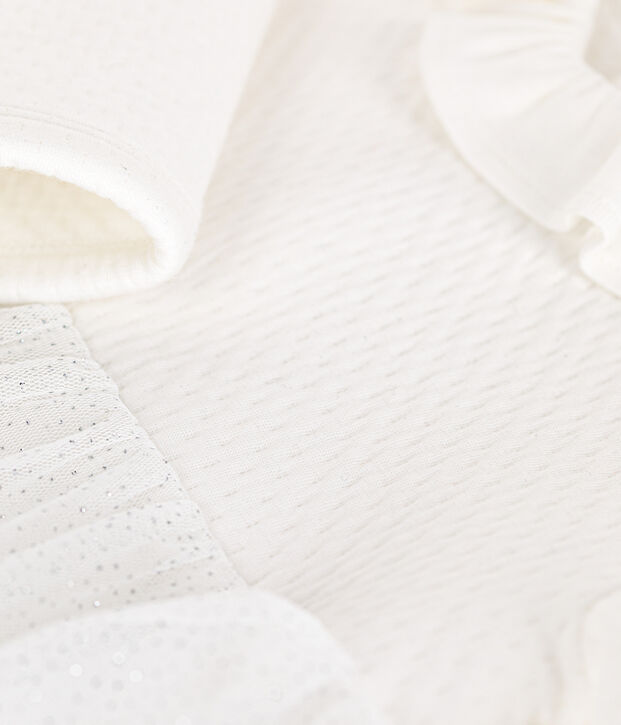 Vestido de t&uacute;bico y tul para beb&eacute; blanco/gris