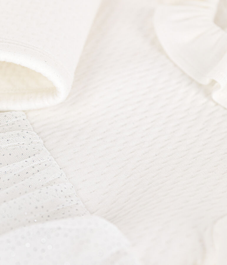 Vestido de t&uacute;bico y tul para beb&eacute; blanco/gris