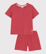 Pijama corto y liso de algodón calado para niña