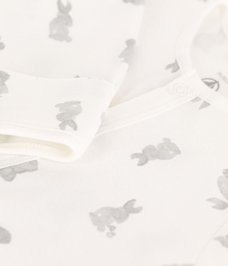 Mono saco de algod&oacute;n estampado blanco MARSHMALLOW/gris GRIS