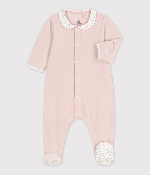 Pelele de terciopelo para beb&eacute; rosa