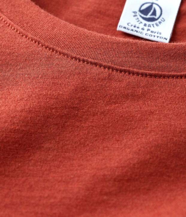 Camiseta RECTA con cuello redondo de algod&oacute;n org&aacute;nico de mujer marron