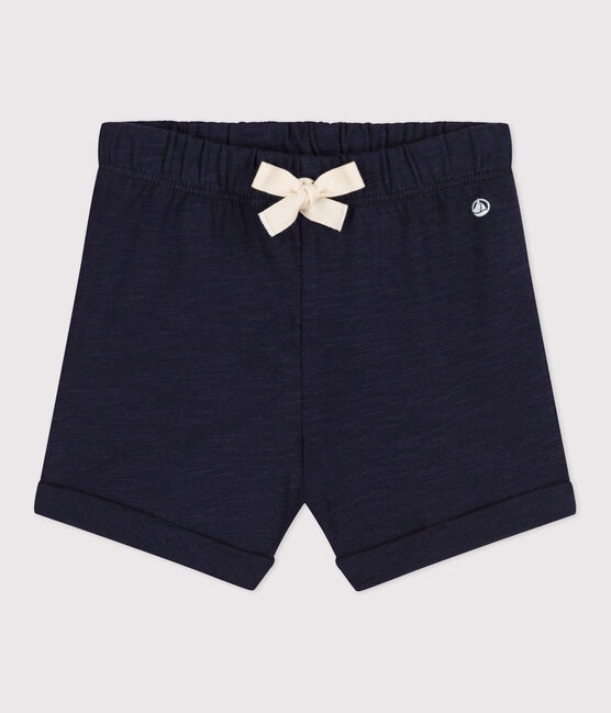 Shorts lisos de punto flameado para bebé azul SMOKING