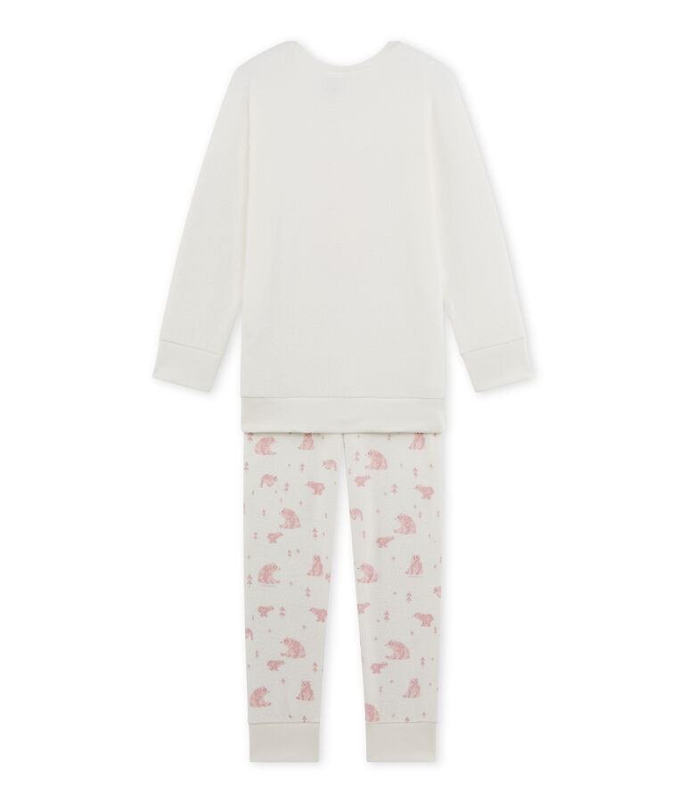 Pijama de rizo para ni&ntilde;a blanco LAIT/rosa VIENNE/ MULTICO