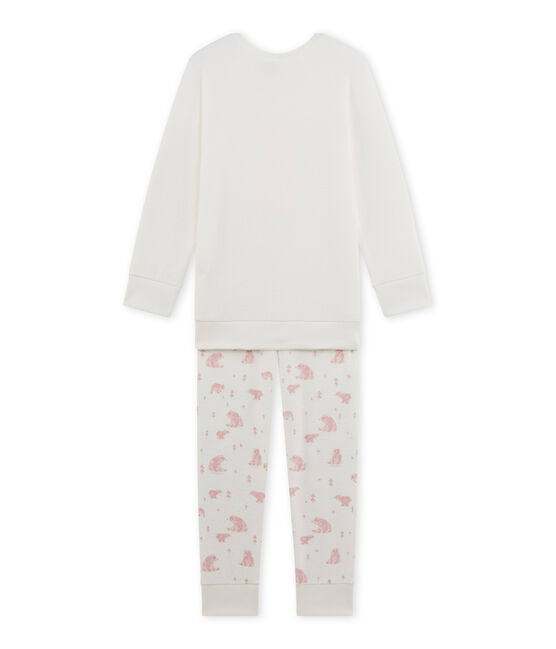 Pijama de rizo para niña blanco LAIT/rosa VIENNE/ MULTICO