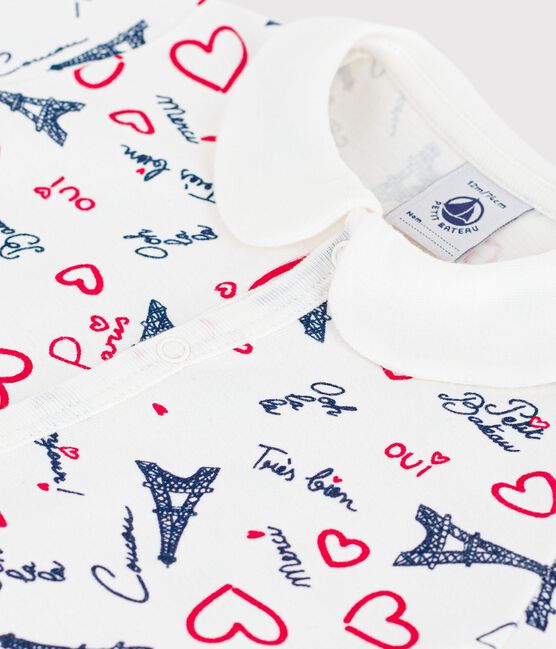 Mono corto de algodón con cuello y estampado de París para bebé blanco MARSHMALLOW/blanco MULTICO