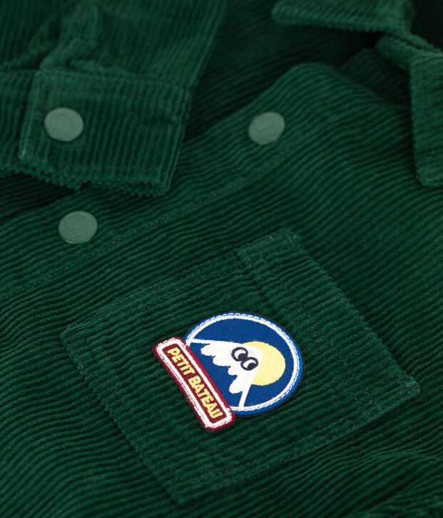 Camisa infantil lisa de pana verde