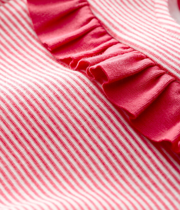 Blusa de manga larga para beb&eacute; ni&ntilde;a rosa/blanco
