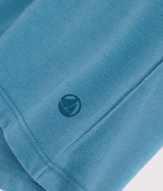 Camiseta LA RECTA de algodón con cuello de pico para mujer azul POLOCHON