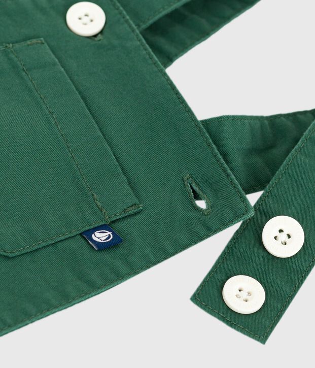 Peto corto y liso de sarga de algod&oacute;n para beb&eacute; verde